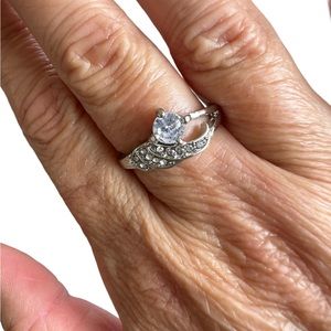 Angel Wing Silver and Zircon Ring